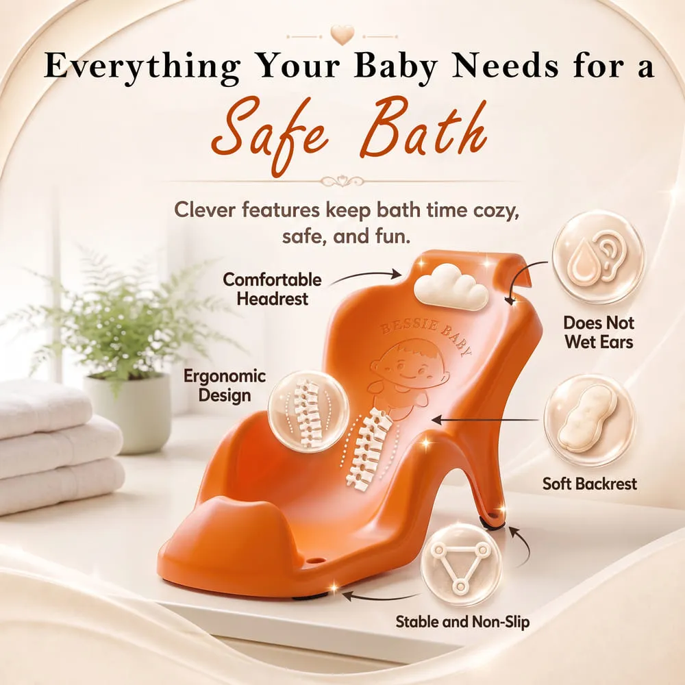 safe bath time with baby bath seat orange