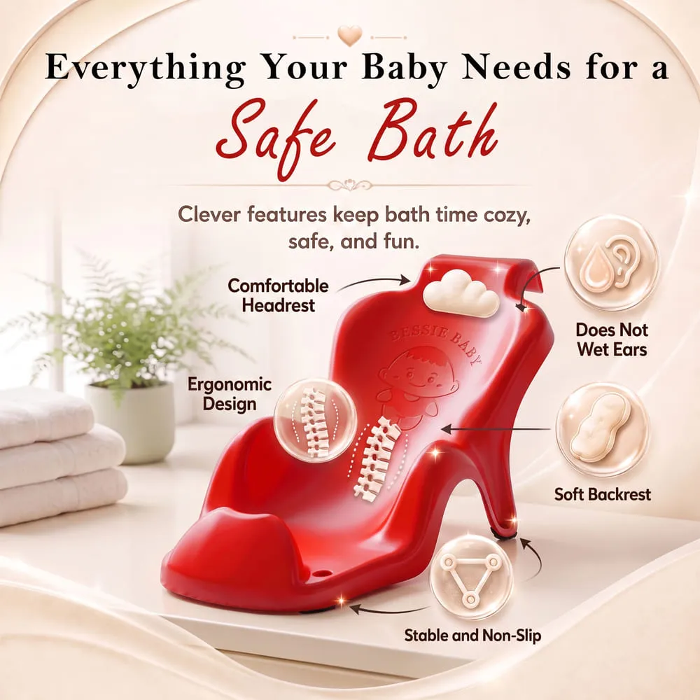 safe bath with baby bath seat red