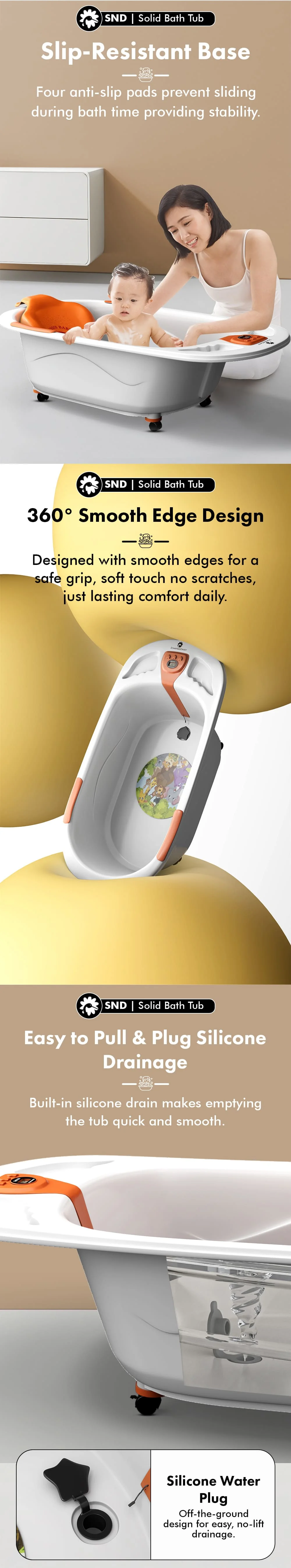 Baby Bath Tub with Temperature Sensor