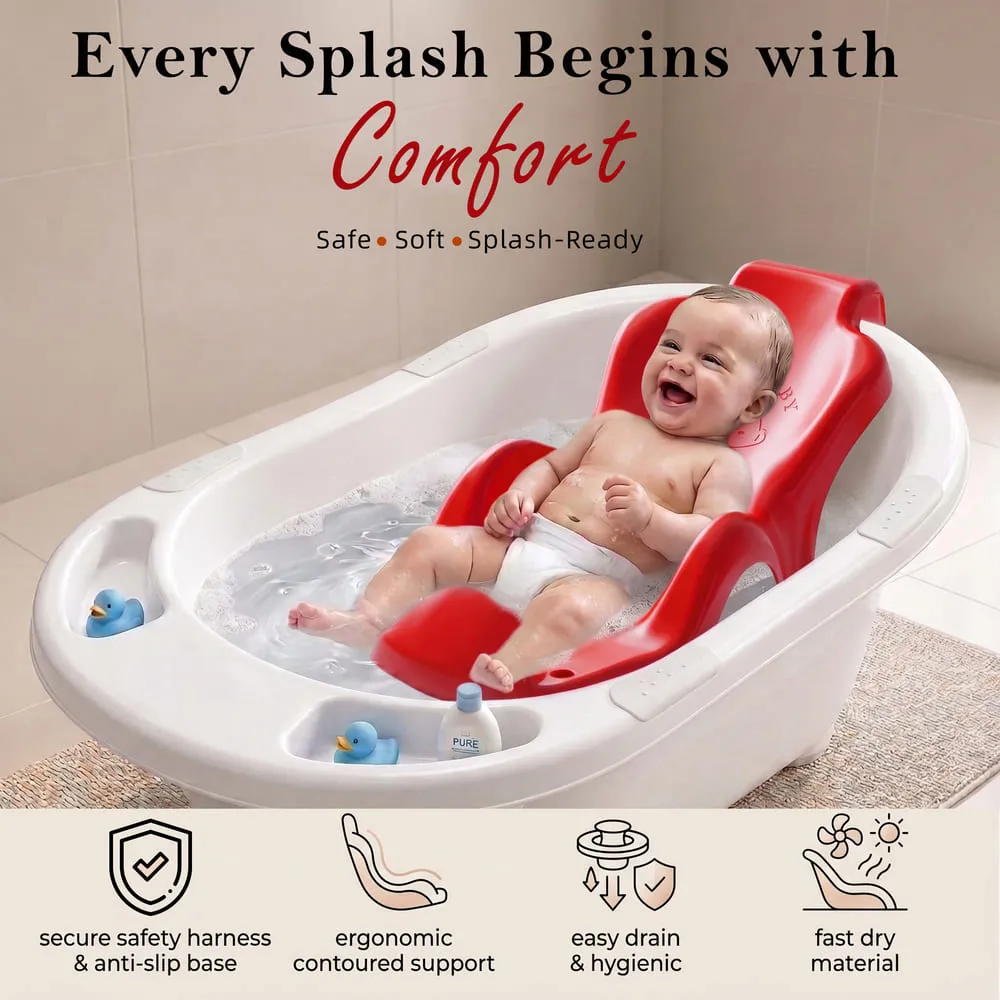 splash begins from baby bath seat red