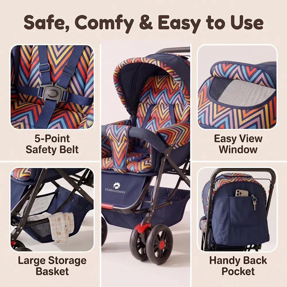 safe comfy Sunrise baby stroller vibrant