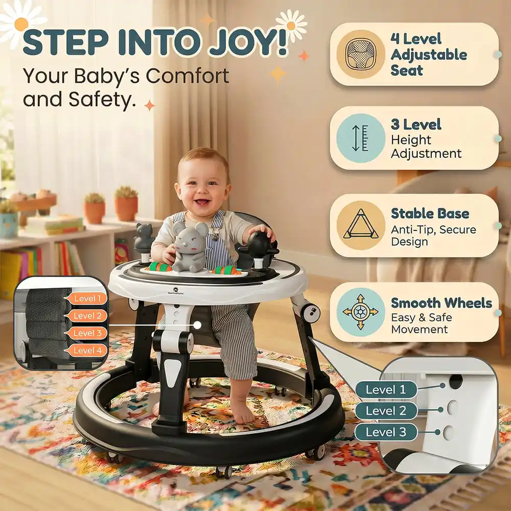 step into joy baby walker intelligent model black