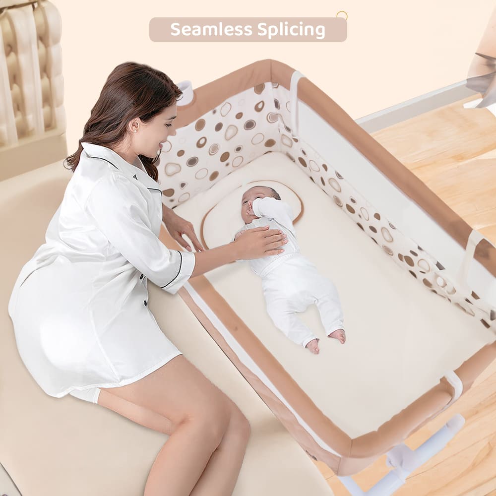 StarAndDaisy Dream Cradle - Automatic Rocking Baby Cradle with Wheels, Seat Lock, Mosquito Net, Height Adjustment, Bluetooth Music, and Electric Toys (Beige)