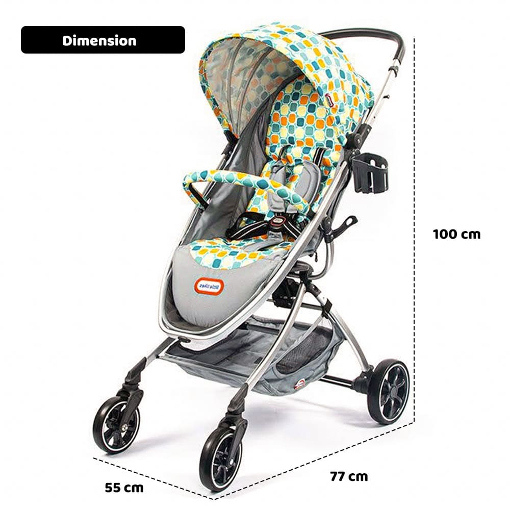 Premium Ultra Lightweight Baby Stroller for Travel - Foldable Stroller with Adjustable Backrest & Canopy, 5-Point Safety Belt & 360° Front Wheels - International Series - (Round Handle Bar | Multicolor | LT102)