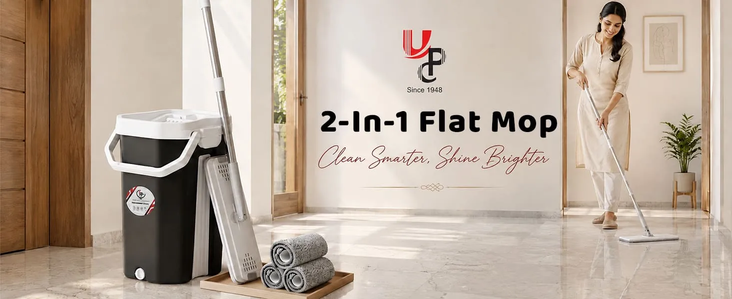 UPC Hands-Free Microfiber Flat Mop 360° Flexible Cleaning Mop