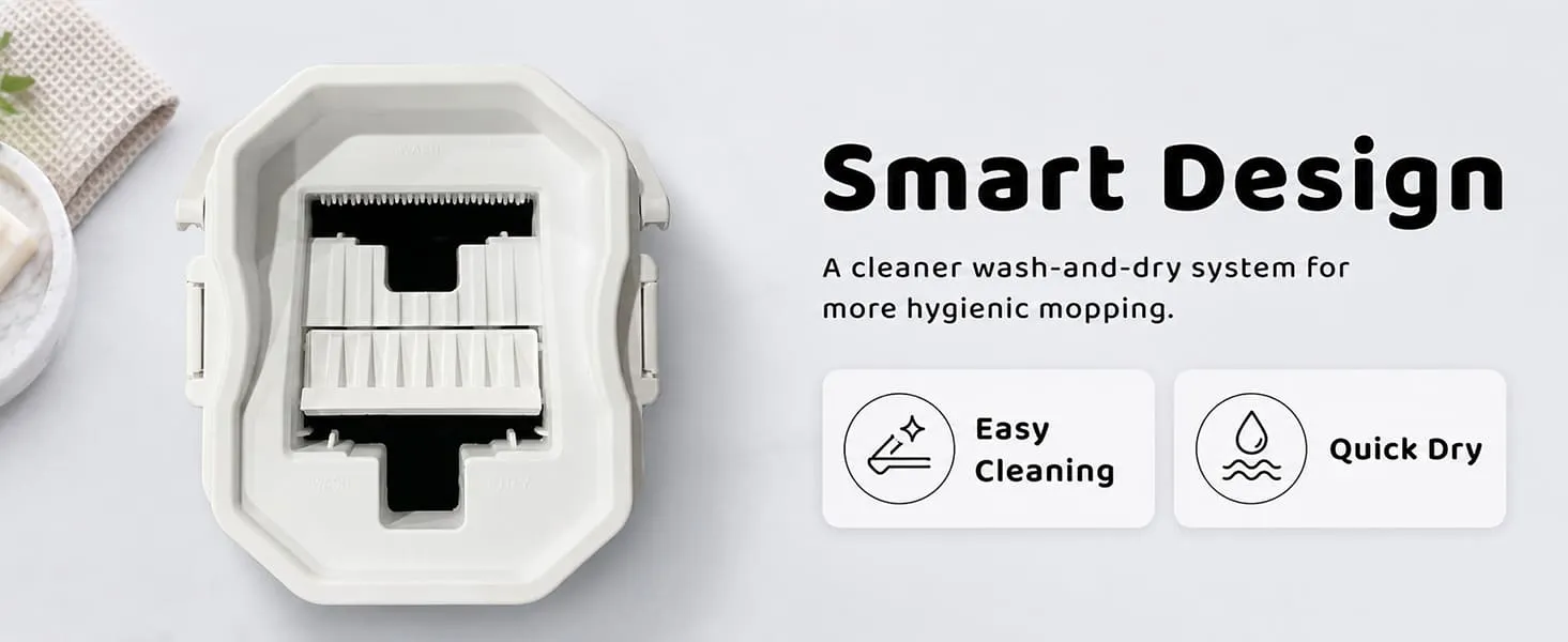 UPC Hands-Free Microfiber Flat Mop 360° Flexible Cleaning Mop