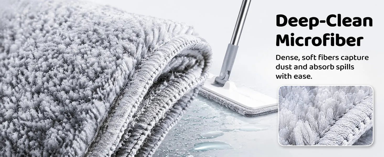 UPC Hands-Free Microfiber Flat Mop 360° Flexible Cleaning Mop