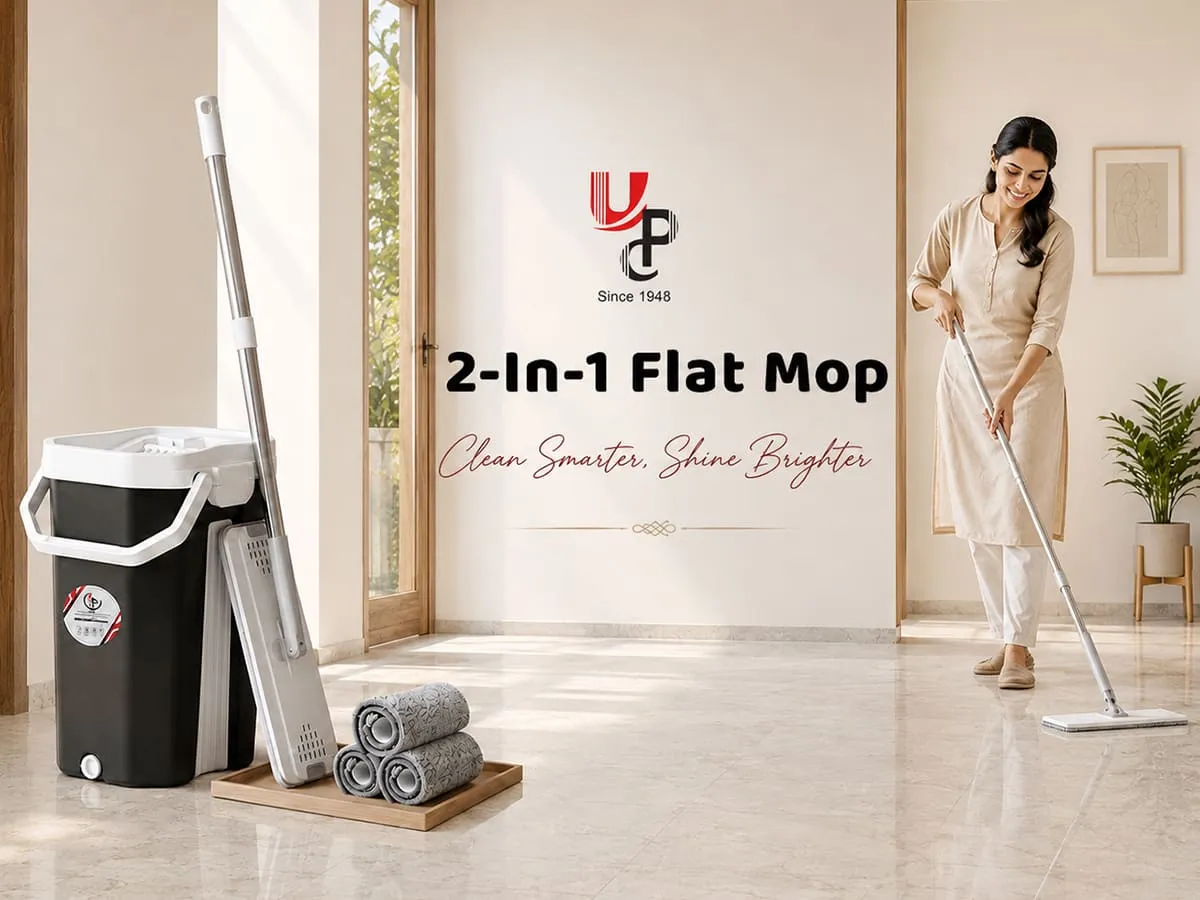 UPC Hands-Free Microfiber Flat Mop 360° Flexible Cleaning Mop