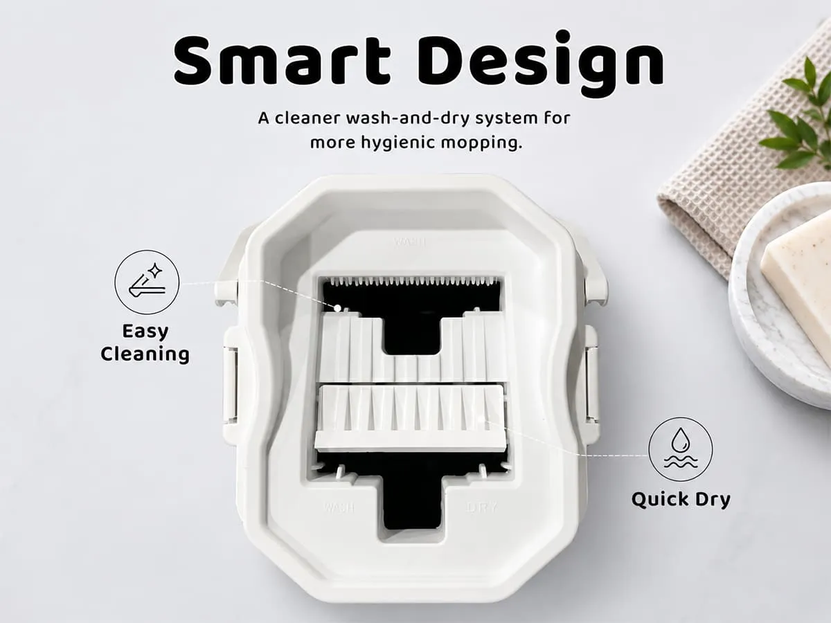 UPC Hands-Free Microfiber Flat Mop 360° Flexible Cleaning Mop