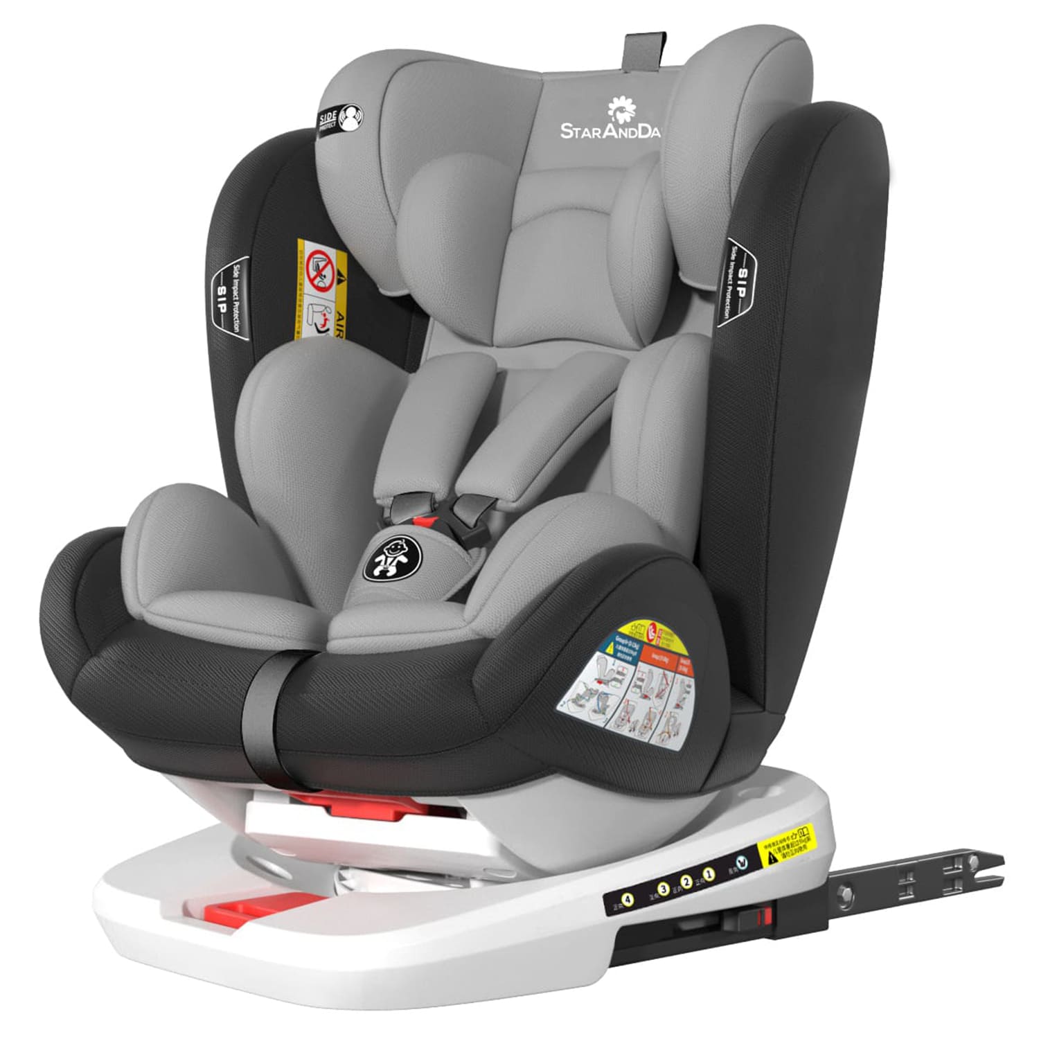 StarAndDaisy Car Seat for Kids, Infant Car Seat with 360 Rotatable & 3 Reclining Seat for 0-12 Years Babies - Luxury Grey & Black
