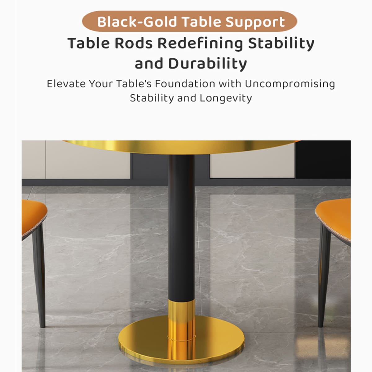 Round Dining Table, with Marble Embellishments on Wood On Top for Kitchen Bar Patio and More Modern Small Coffee Table Metal Base - Capacity for 2-4, White