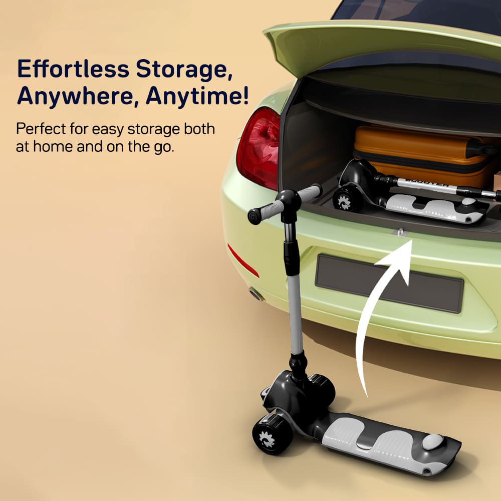 easy fold and mobility kick on kids scooter black