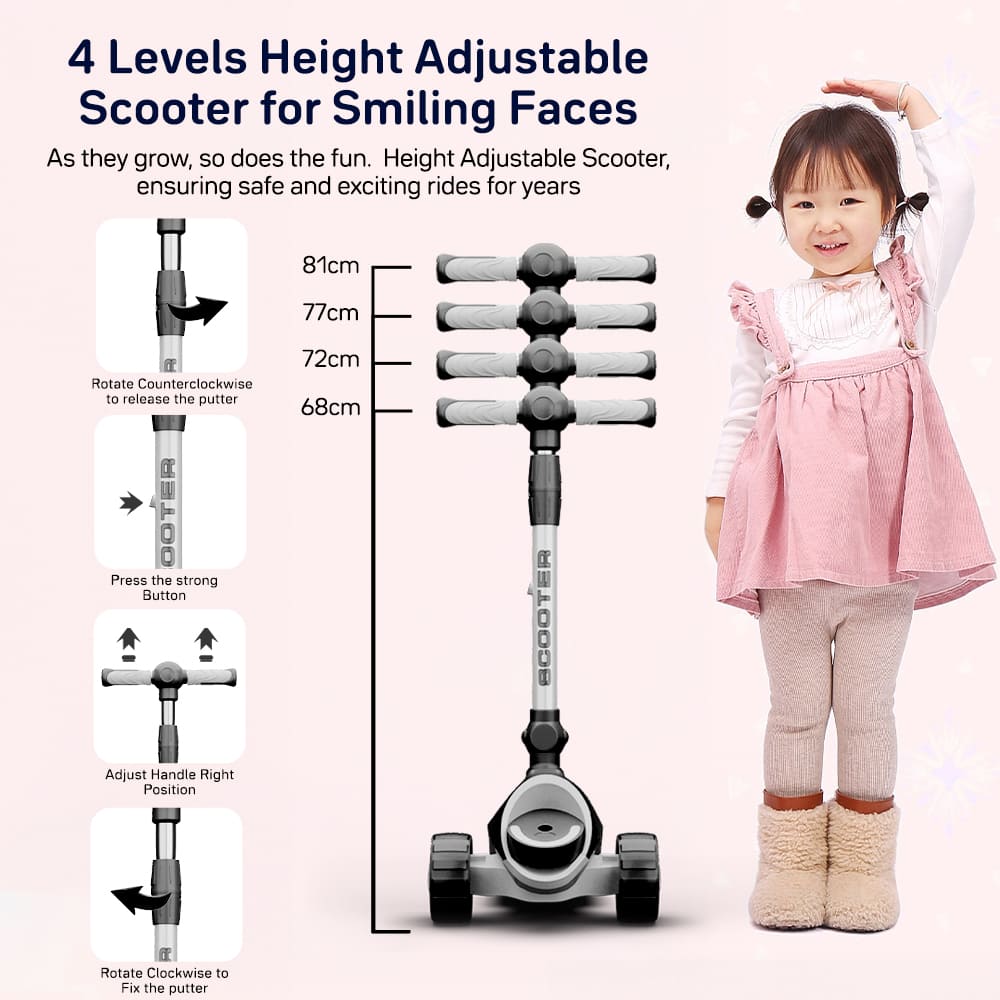 height adjustment of kick on scooter