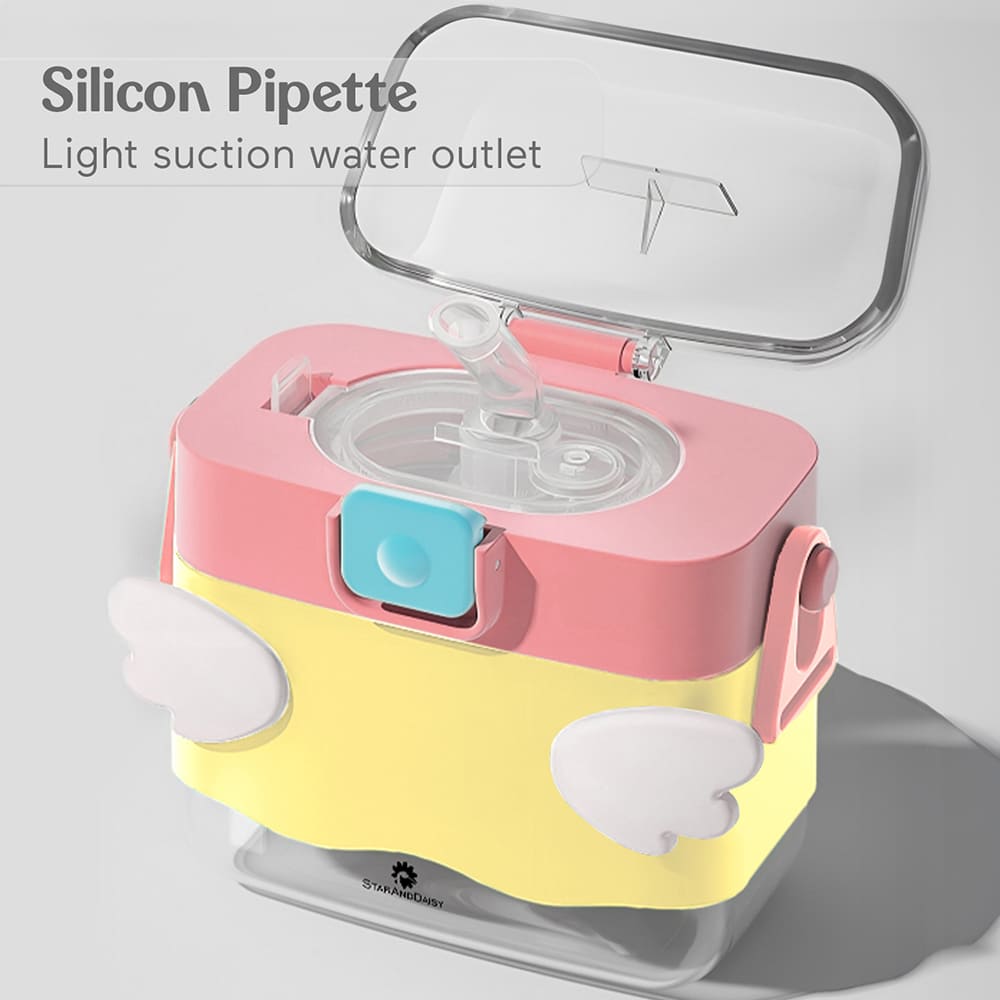 StarAndDaisy Sipper Water Bottle for Kids - Infants Drinking Bottles with Straw, Lock Cover and Leak Proof - Blue and Pink