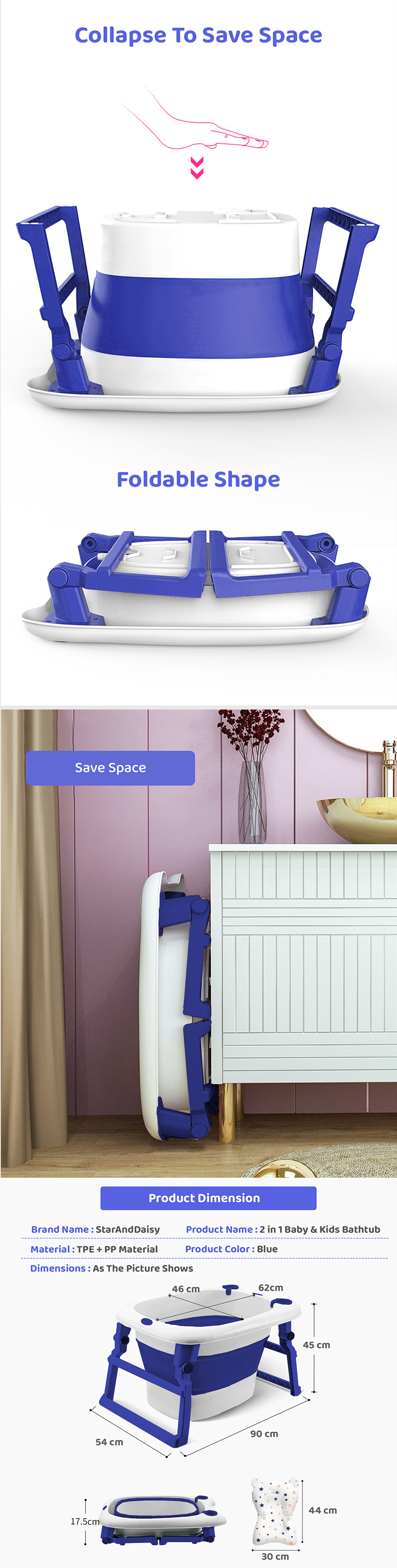 StarAndDaisy Baby Vertical Bath tub With Cushion