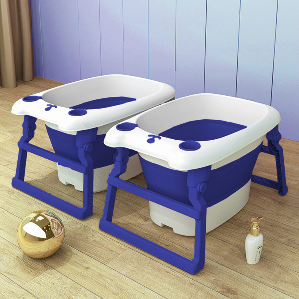 Bathing Tub For Newborn Baby, Vertical Bath Tub with Cushion, Newborn Comfort to Toddler Fun (Blue) – StarAndDaisy