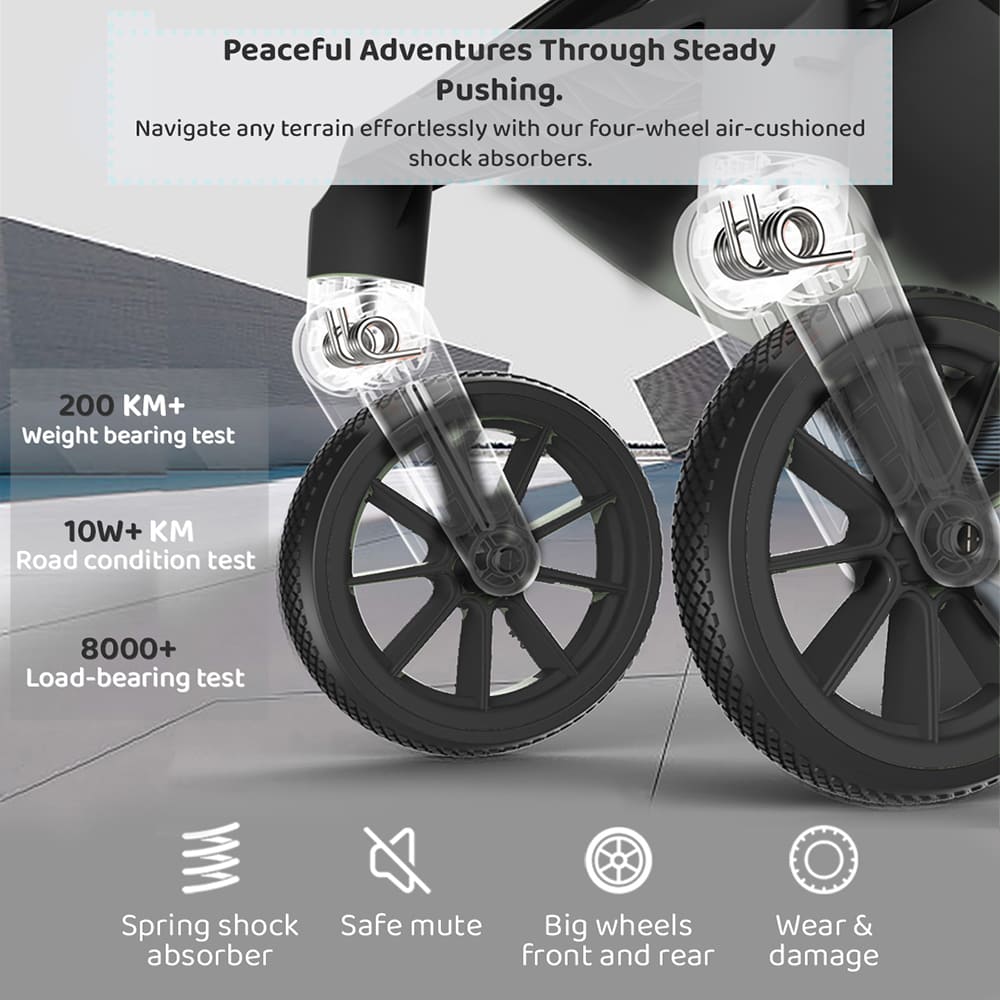 Chariot Luxury Baby Stroller Pram - Light Weight Baby Pram for Travel with Reversible Handle & Adjustable Backrets With Safety belt & Dual Direction - Easy Foldable Infants Stroller Age 0 To 3 Years (Q7- Black) - StarAndDAisy