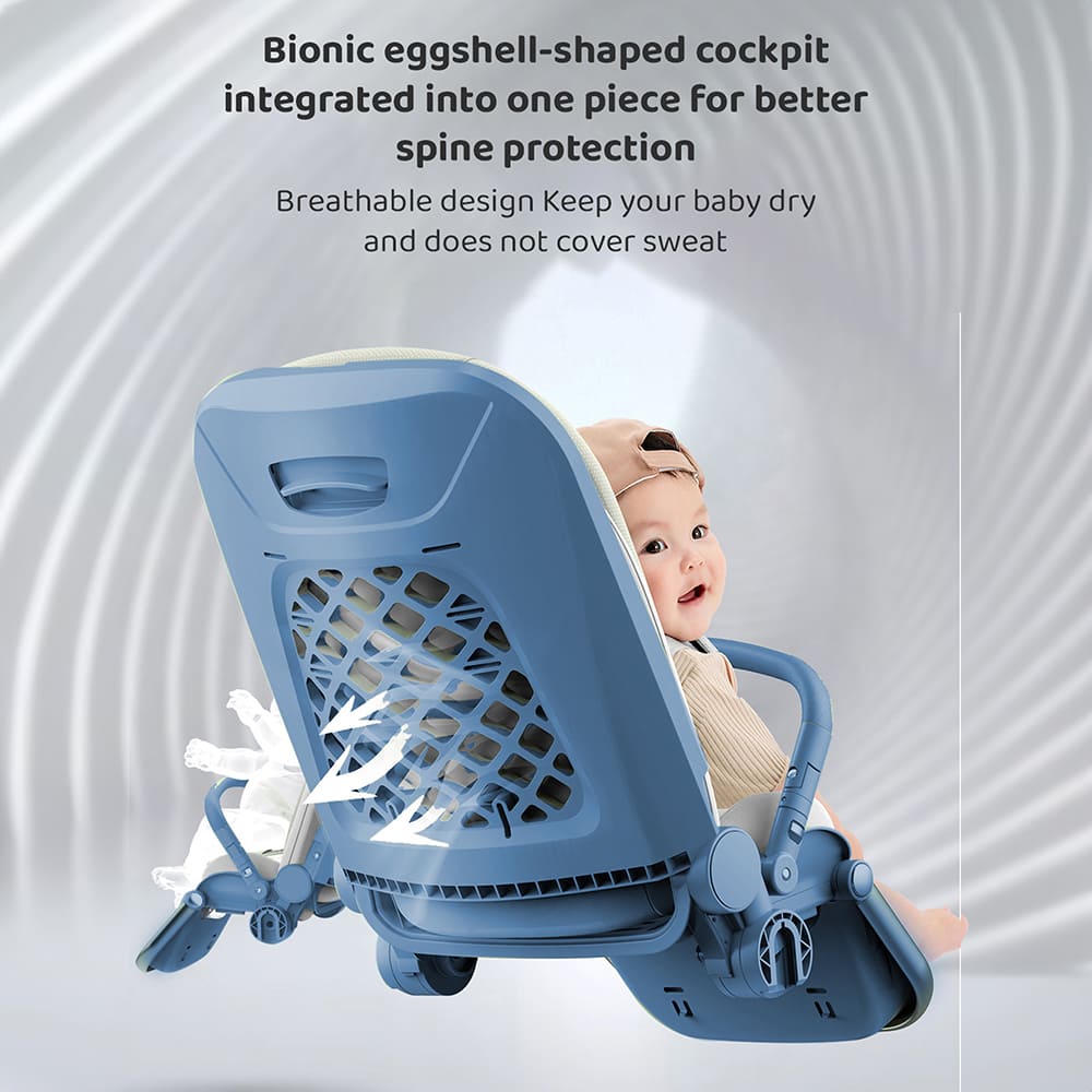 Chariot Travel-friendly Stroller for Newborn - Luxury Stroller Pram for Baby with Reversible Handle & Bassinet with High-View Seating & Two-Way Reclining Pram for Newborn Baby Age 0 to 3 Years (Q7- Blue) - StarAndDaisy