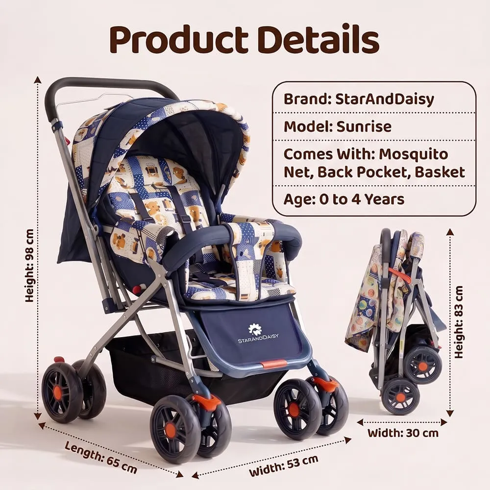 details and dimension of Sunrise baby stroller Gama