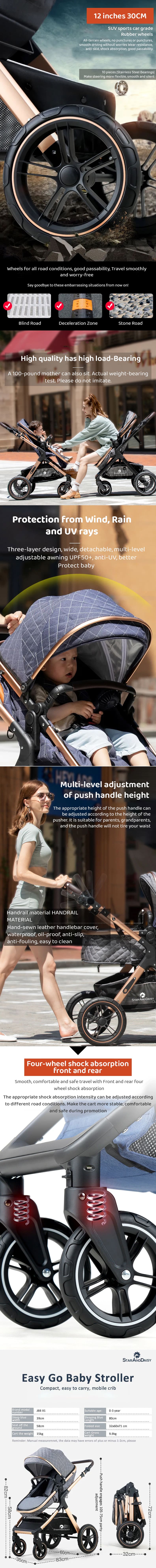 Travel Friendly Luxury Baby Stroller Pram for Kids