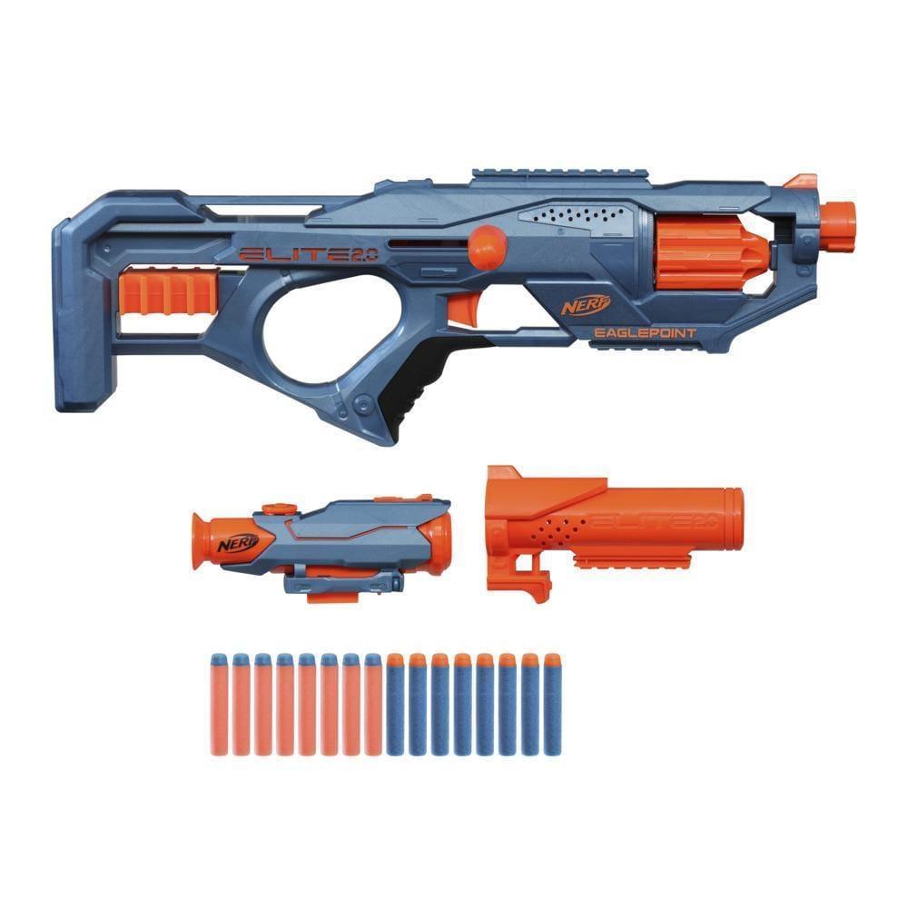 Nerf Elite 2.0 Eaglepoint RD-8 Blaster, 8-Dart Drum, Detachable Scope and Barrel, 16 Official Elite Darts, Bolt Action
