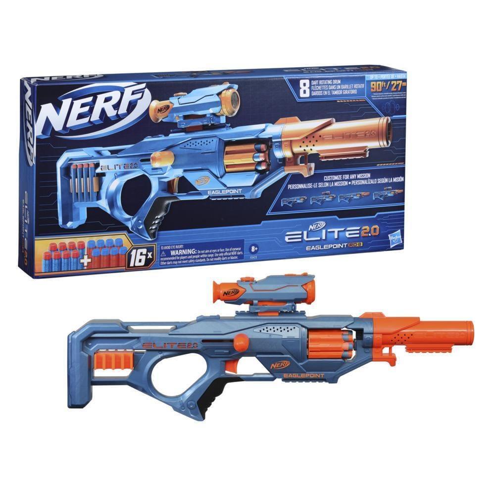 Nerf Elite 2.0 Eaglepoint RD-8 Blaster, 8-Dart Drum, Detachable Scope and Barrel