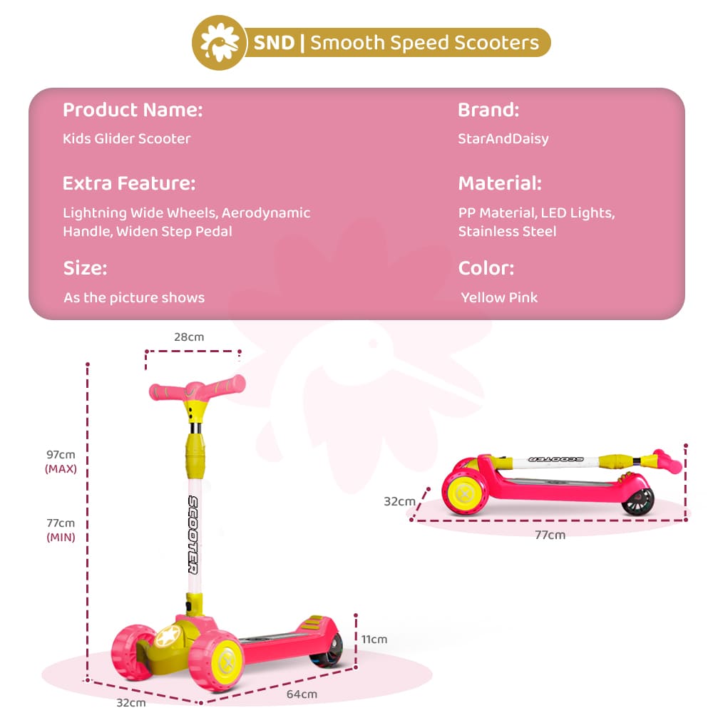 kids glider scooter dimension and color