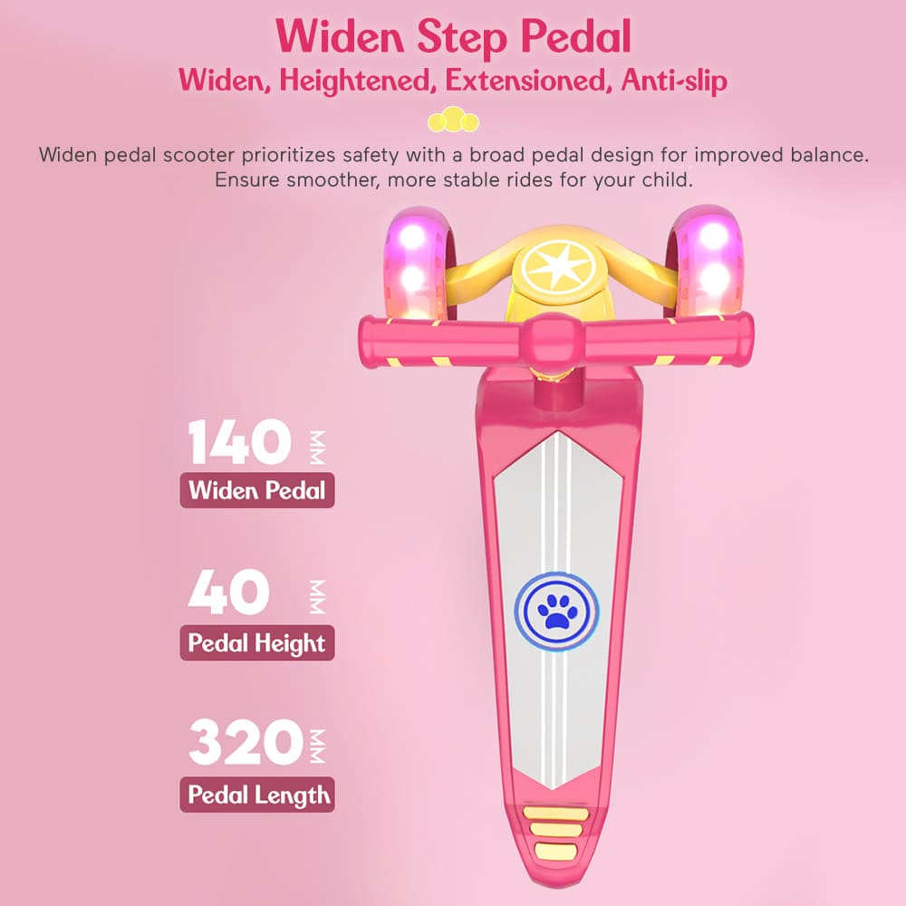 wide step pedal of kids glider scooter