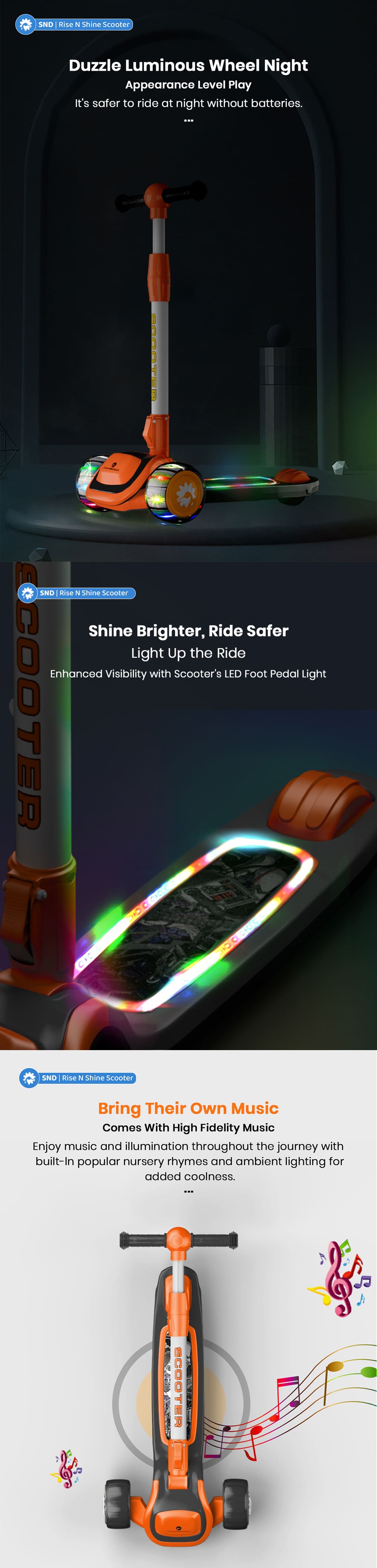 Best Kids scooter rise and shine with music