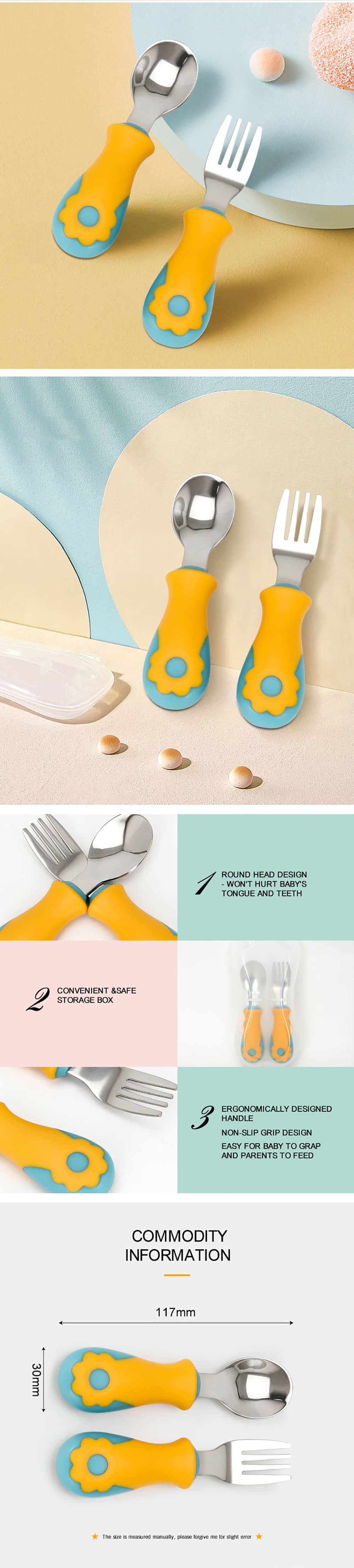 Baby Feeding Training Spoon and Fork Set