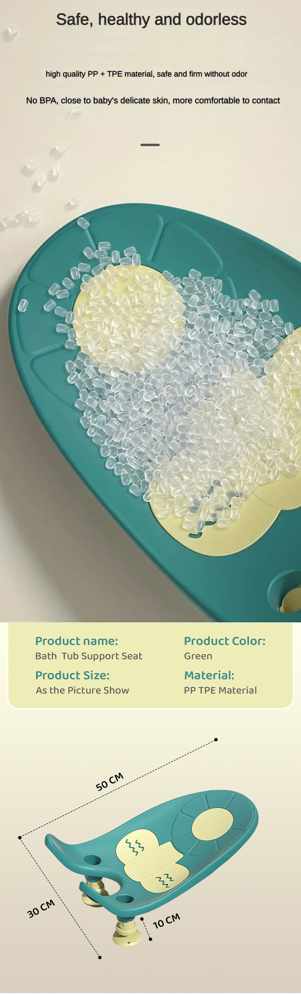 Dimension of Baby Bath Support Seat