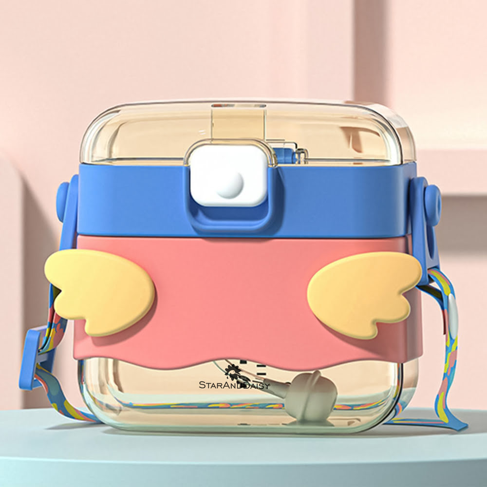 StarAndDaisy Sipper Water Bottle for Kids - Infants Drinking Bottles with Straw, Lock Cover and Leak Proof - Blue and Pink