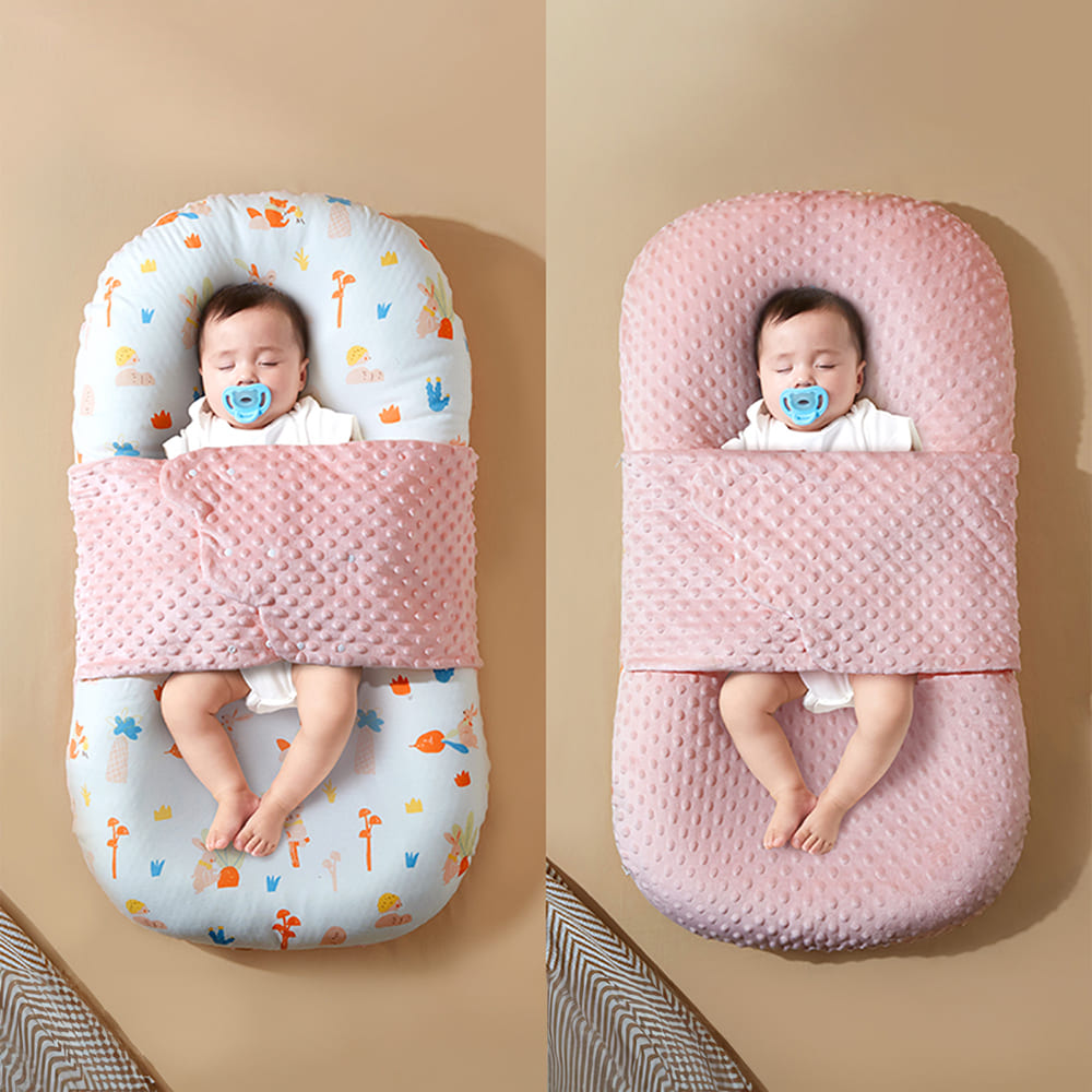 StarAndDaisy Lounger Bed for Newborn Babies- Portable Nest for Baby with 100% Cotton Fabric - Mushroom Print