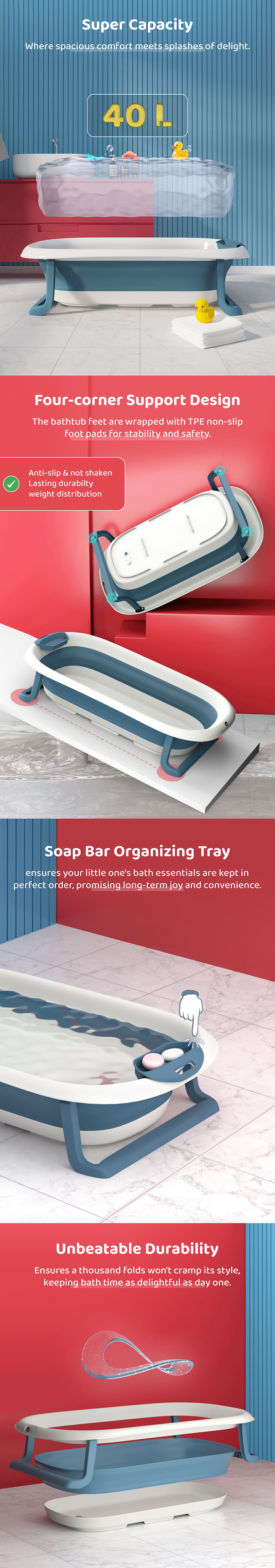 Foldable Bathtub for Baby with Soap Bar