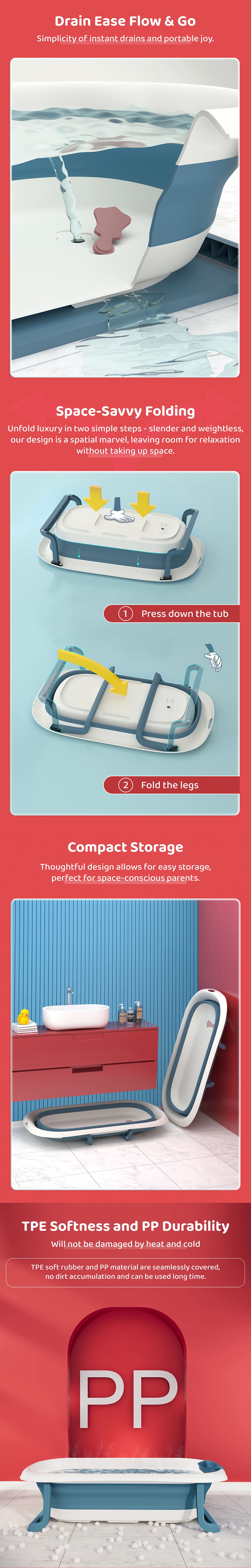 Foldable Bathtub for Baby with Soap Bar