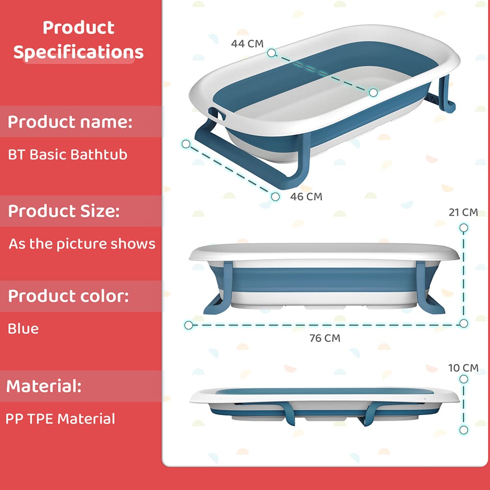 Foldable Baby Bath Tub - Anti Slip Bathtub For Kids with Soap Bar (SIBT Basic Blue) - StarAndDaisy