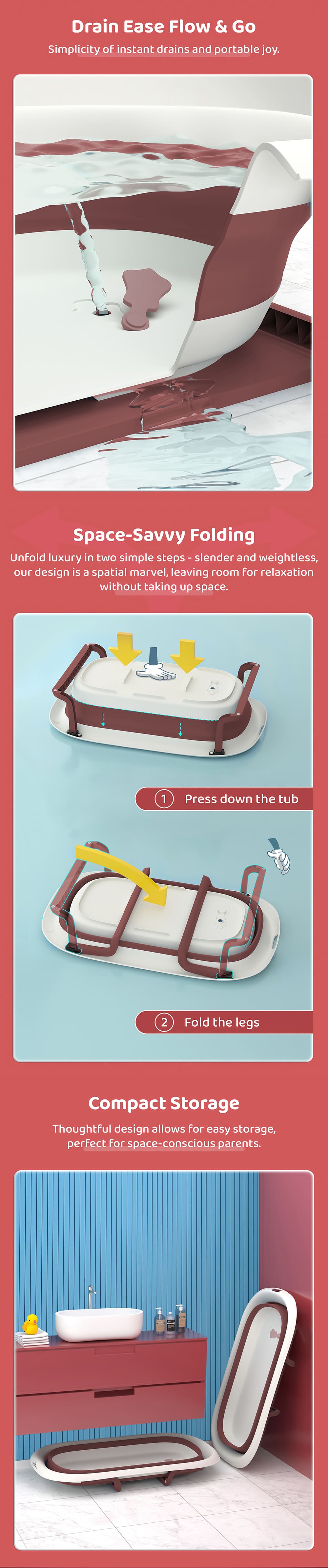 Foldable Bathtub for Baby with Soap Bar