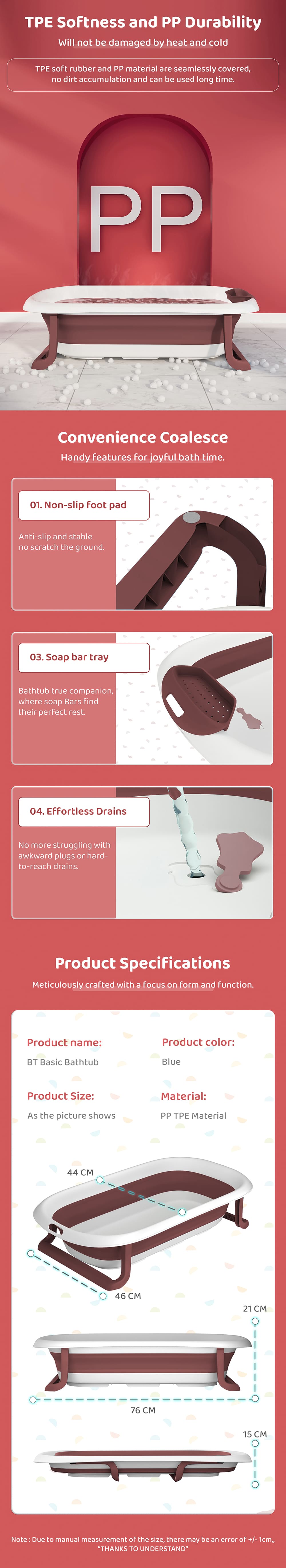 Foldable Bathtub for Baby with Soap Bar