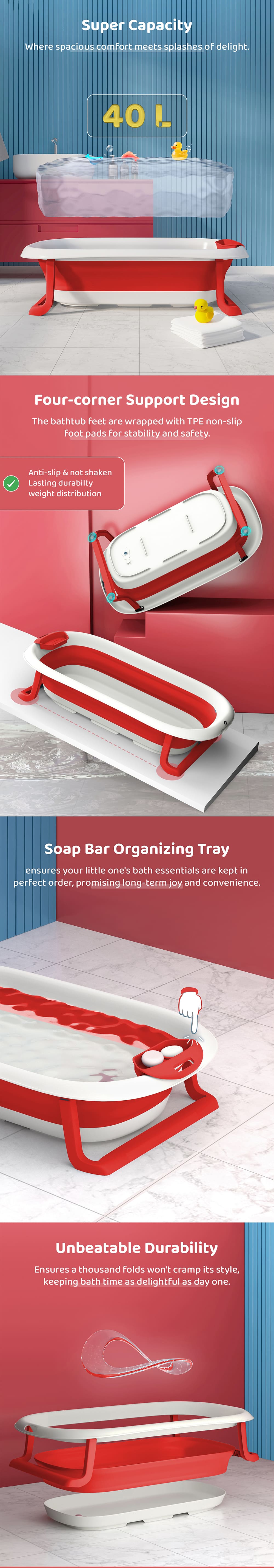 Foldable Bathtub for Baby with Soap Bar