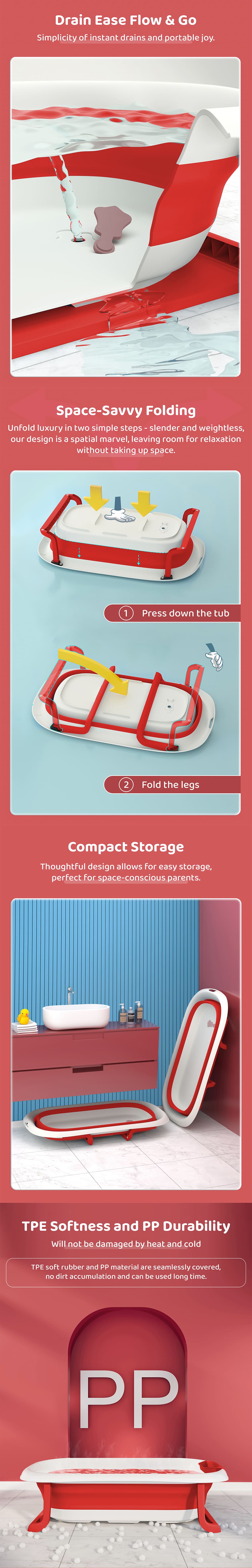 Foldable Bathtub for Baby with Soap Bar