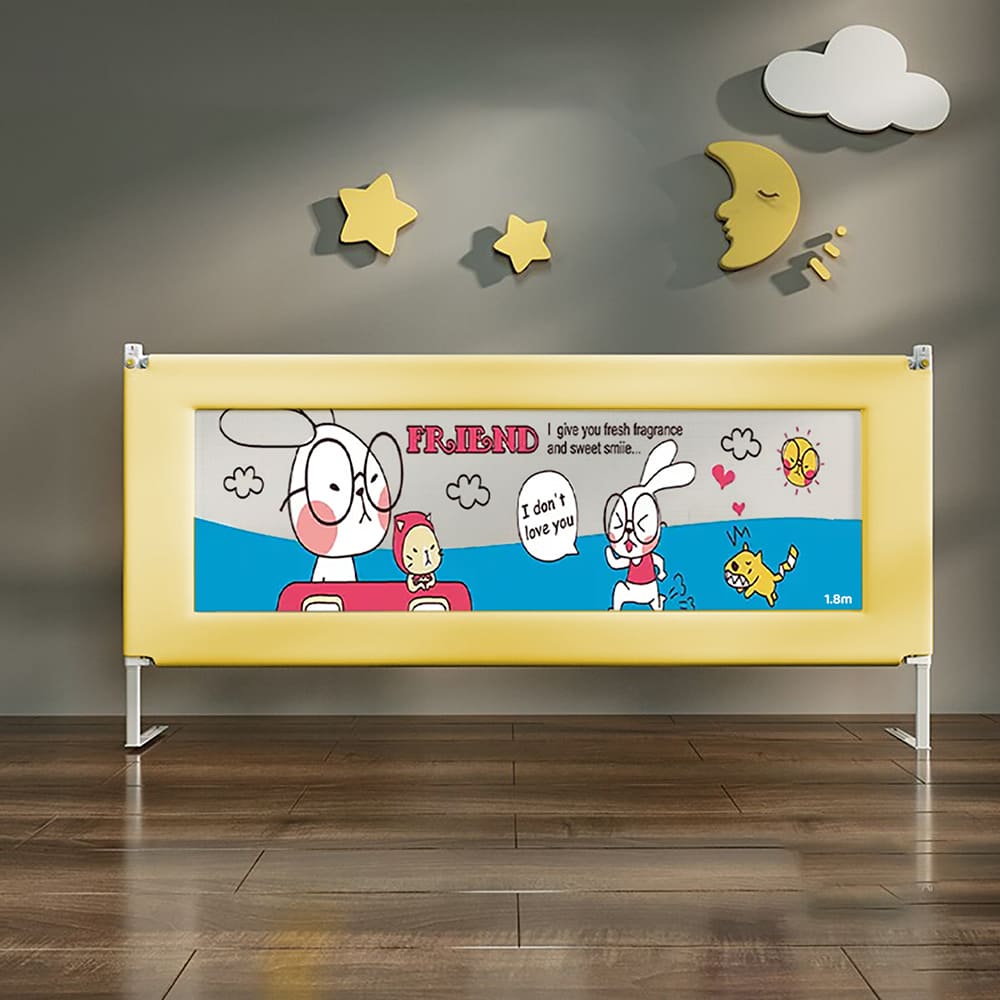 StarAndDaisy Heightened Infant Bed Guard - With Lift, Snap Design, Seamless Connection with Mattress - 1.8m Yellow - Assorted Print
