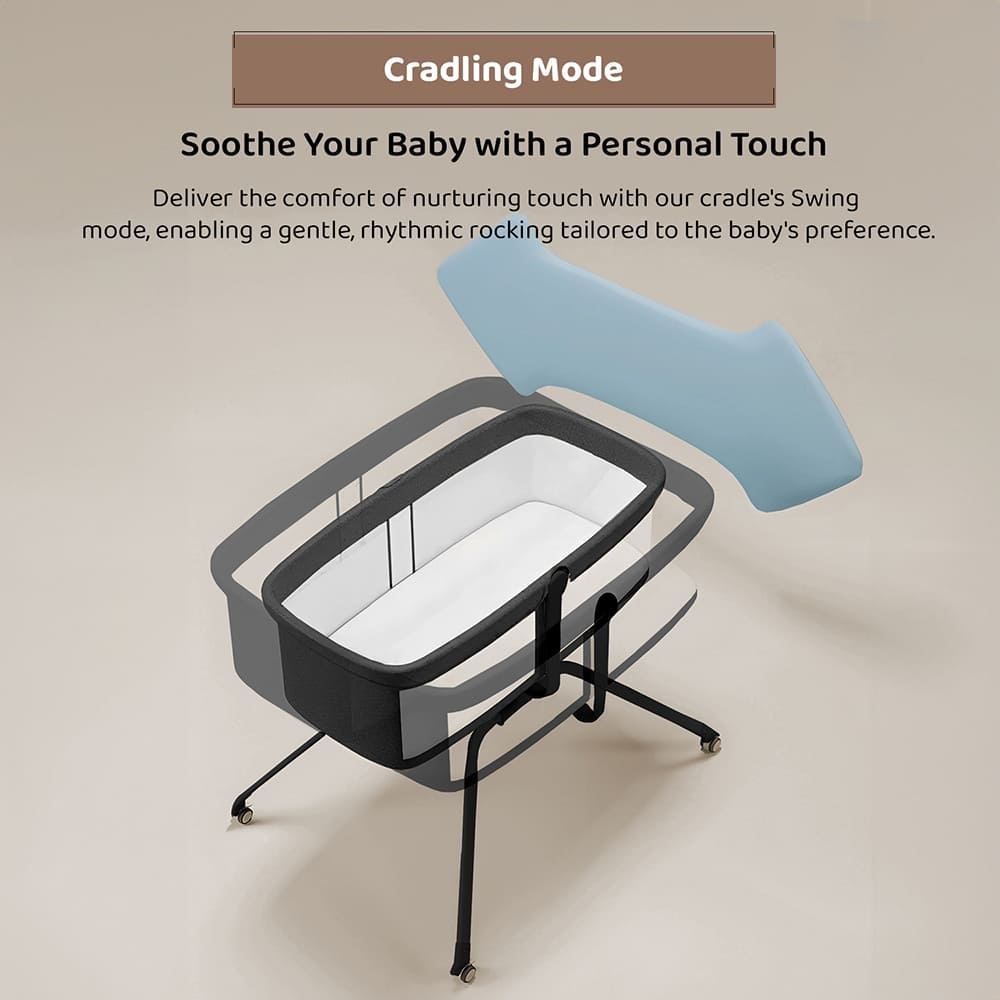 StarAndDaisy 3 in 1 Cradle for Baby with a Mattress and Mosquito Net - Black