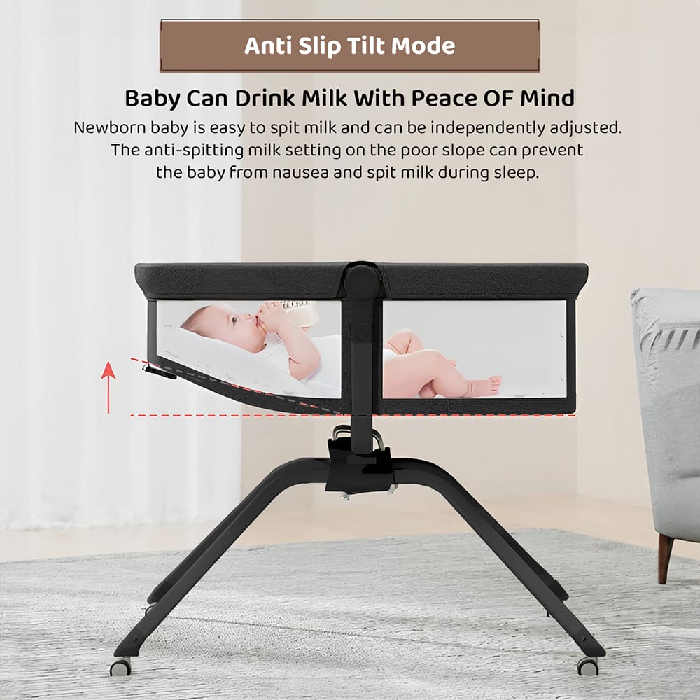 StarAndDaisy 3 in 1 Cradle for Baby with a Mattress and Mosquito Net - Black