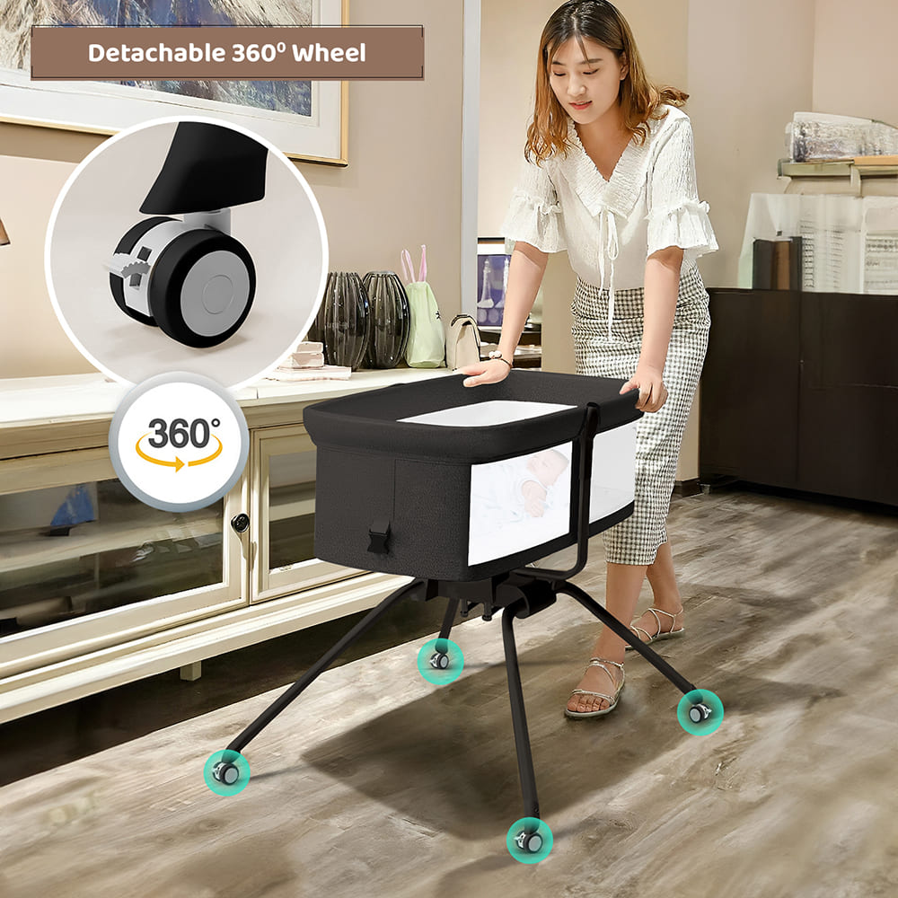 StarAndDaisy 3 in 1 Cradle for Baby with a Mattress and Mosquito Net - Black