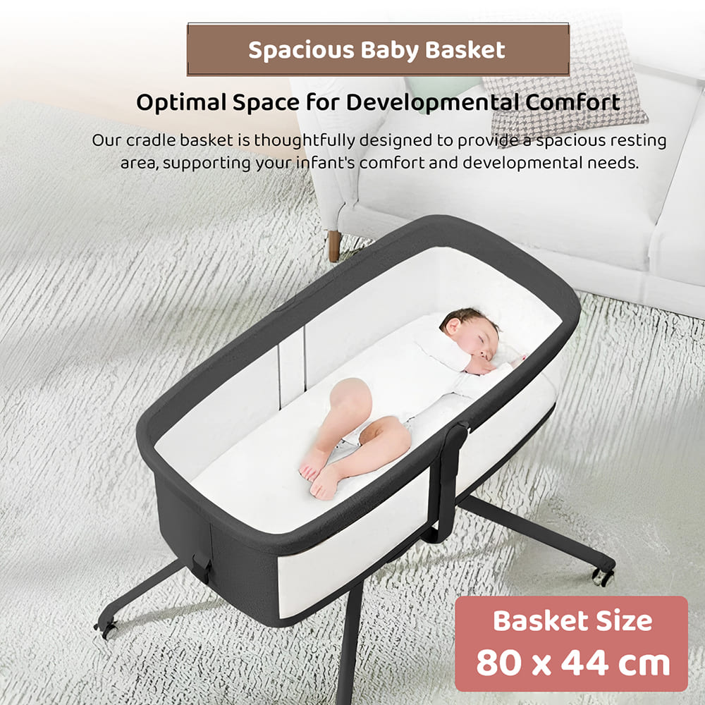 StarAndDaisy 3 in 1 Cradle for Baby with a Mattress and Mosquito Net - Black