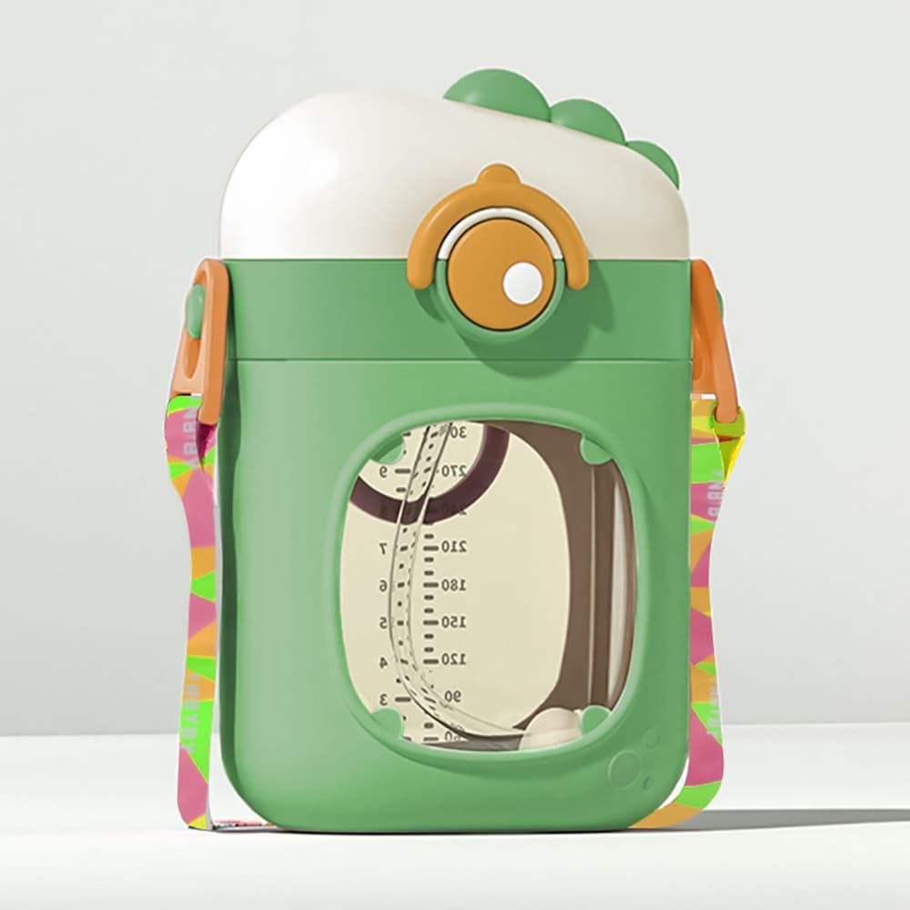 StarAndDaisy Sipper Bottles for Infants with Soft Silicone Straws and Side Handles with Cute Little Monster Design - Green