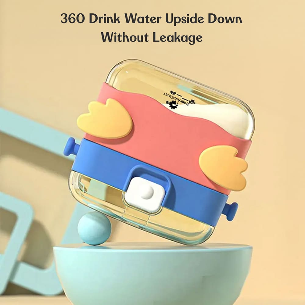 StarAndDaisy Sipper Water Bottle for Kids - Infants Drinking Bottles with Straw, Lock Cover and Leak Proof - Blue and Pink