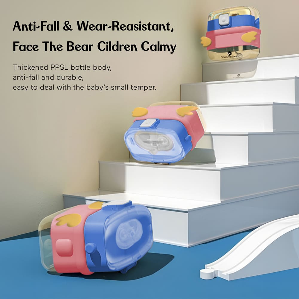 StarAndDaisy Sipper Water Bottle for Kids - Infants Drinking Bottles with Straw, Lock Cover and Leak Proof - Blue and Pink