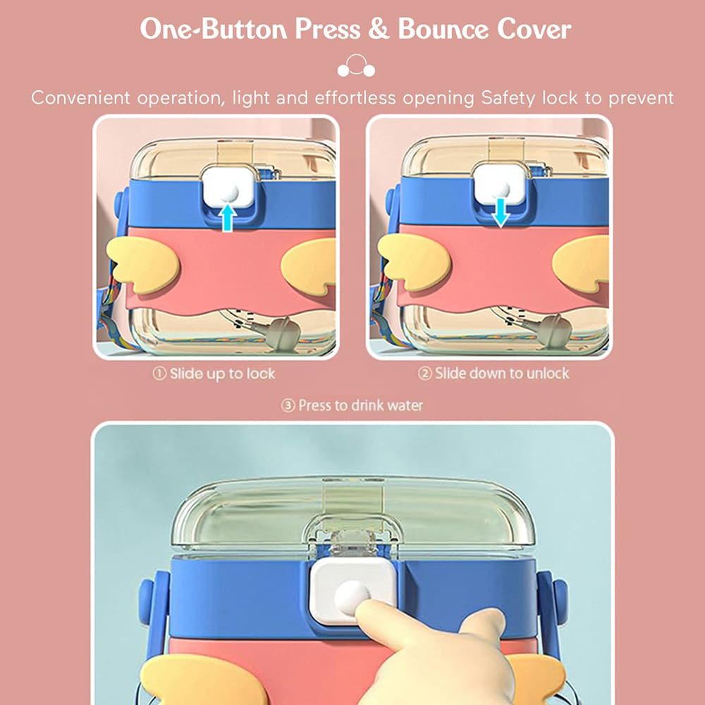 StarAndDaisy Sipper Water Bottle for Kids - Infants Drinking Bottles with Straw, Lock Cover and Leak Proof - Blue and Pink