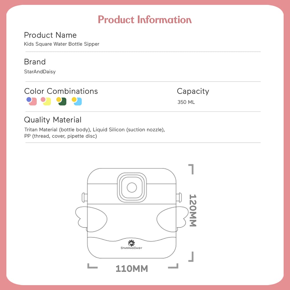 StarAndDaisy Sipper Water Bottle for Kids - Infants Drinking Bottles with Straw, Lock Cover and Leak Proof - Blue and Pink